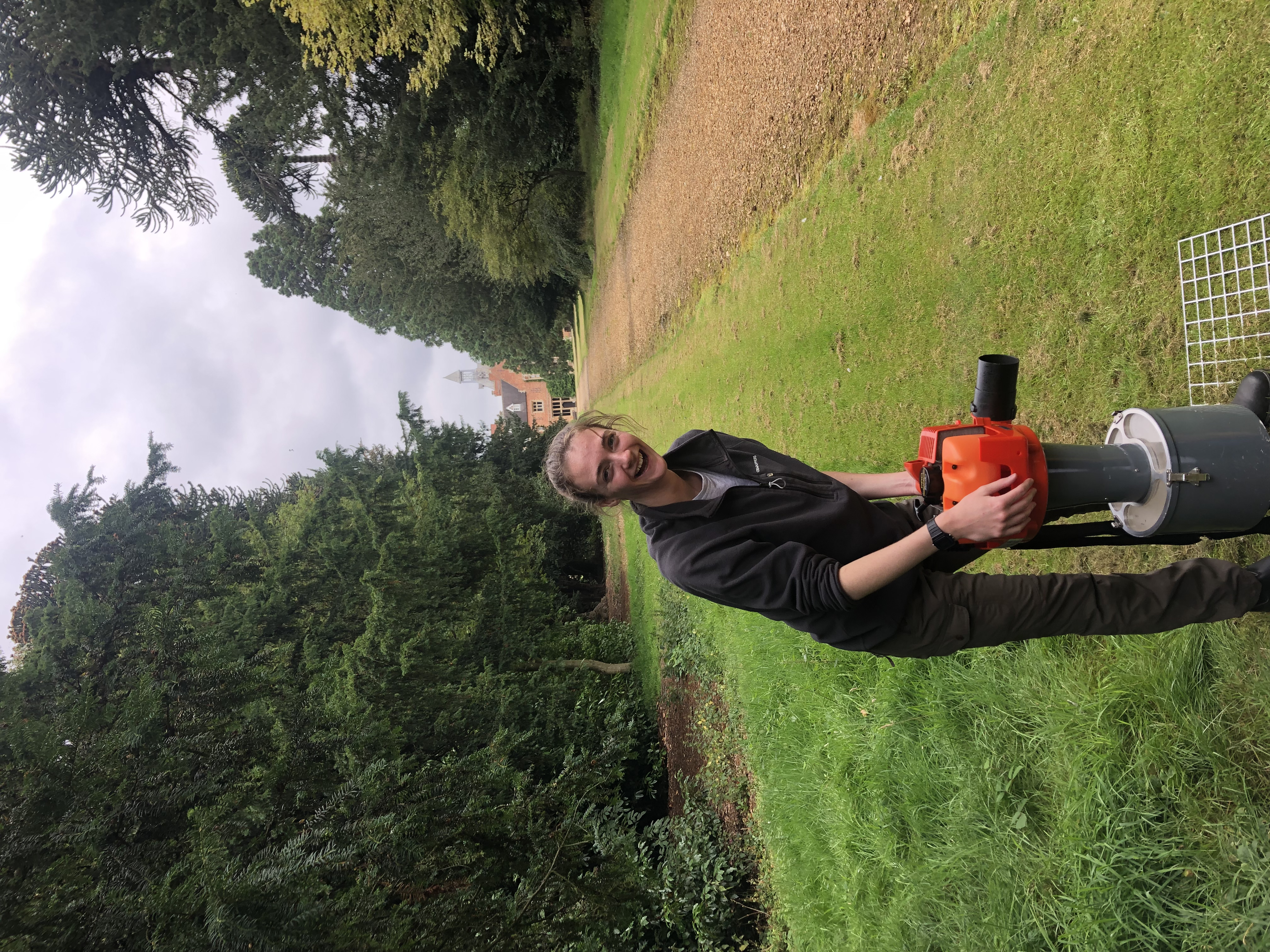 In my usual PhD role, surveying school grounds for biodiversity with a suction sampler In my usual PhD role, surveying school grounds for biodiversity with a suction sampler