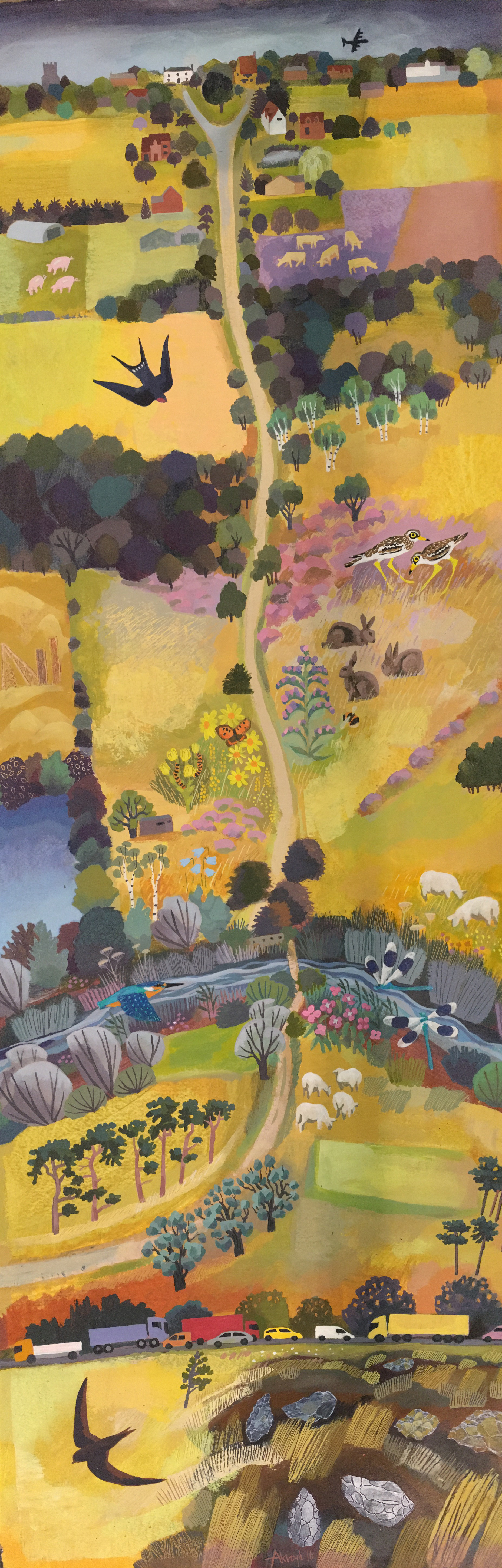 Painting of Icknield Way cutting across Cavenham heath