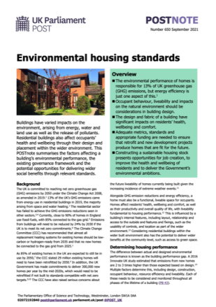 A screenshot of the first page of my POSTnote briefing on environmental housing standards A screenshot of the first page of my POSTnote briefing on environmental housing standards