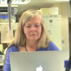 Professor Skaer working in a lab