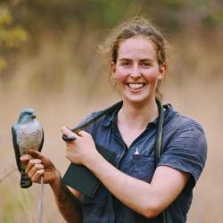 Researcher at a bird's nest
